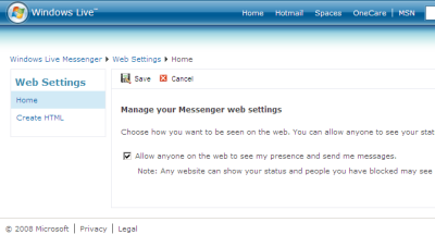 Setup MSN Web Chat on Online Store - Step 2