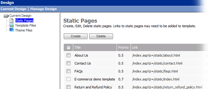 Static Pages Structure View